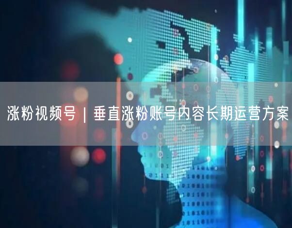 涨粉视频号｜垂直涨粉账号内容长期运营方案