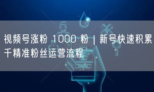 视频号涨粉 1000 粉｜新号快速积累千精准粉丝运营流程
