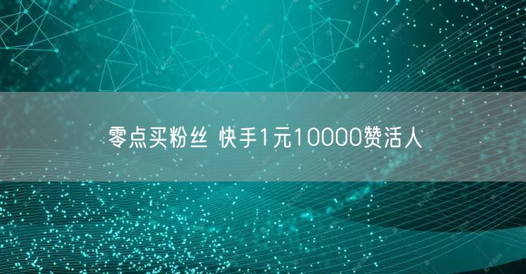零点买粉丝 快手1元10000赞活人