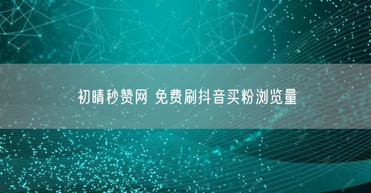 初晴秒赞网 免费刷抖音买粉浏览量