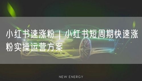 小红书速涨粉｜小红书短周期快速涨粉实操运营方案