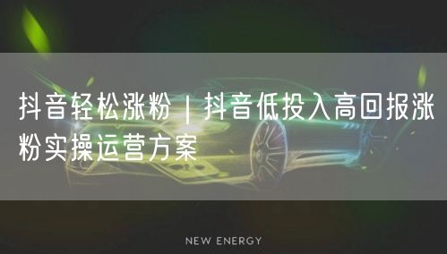 抖音轻松涨粉｜抖音低投入高回报涨粉实操运营方案